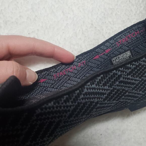 Skechers Pointed Toe Loafer Flat Air-Cooled Memory Foam Size 7 Knit Gray Black - Picture 5 of 14